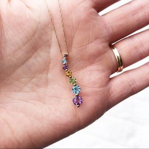 10k solid gold and sapphire necklace